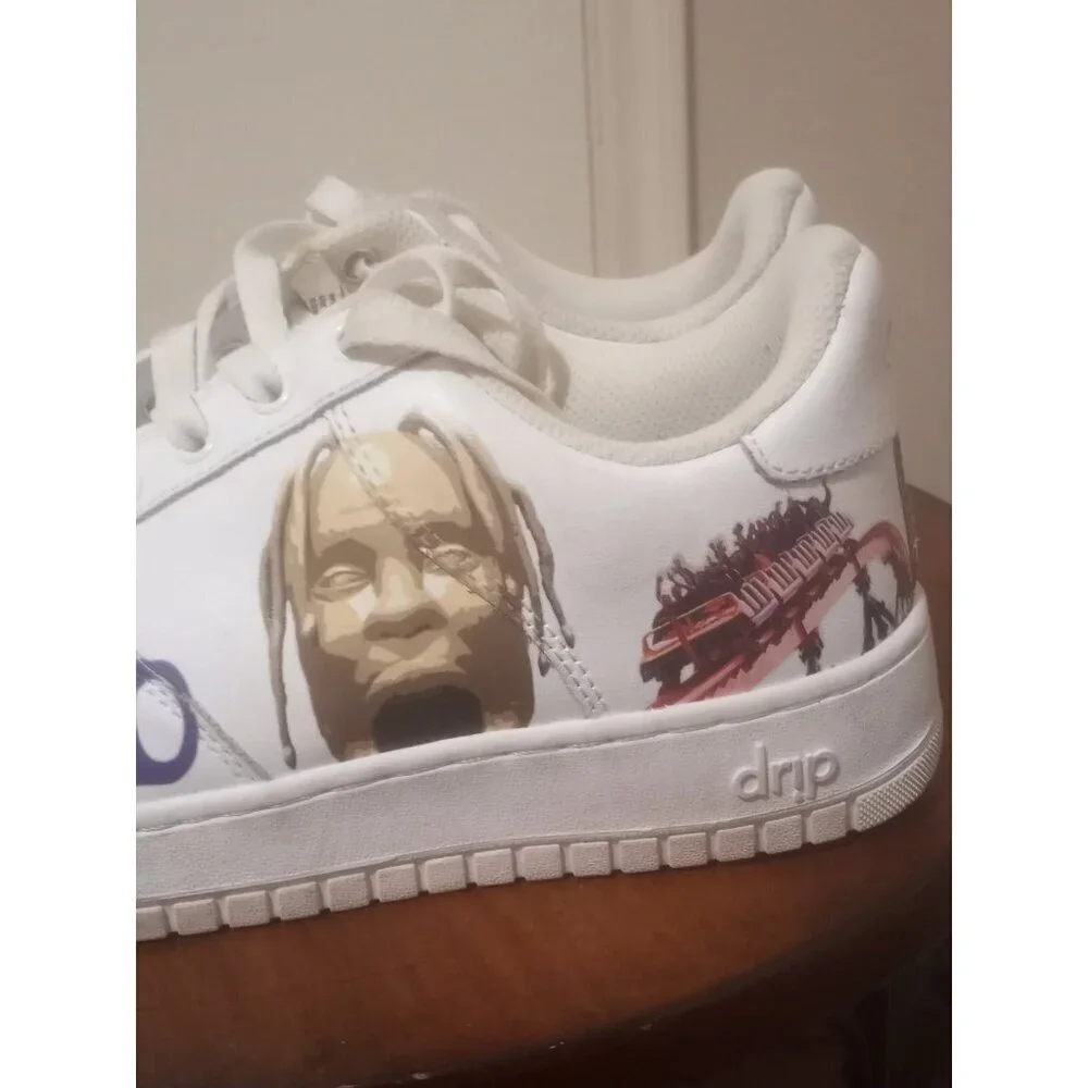 Drip Creationz White Sneakers Youth Size 6.5Y Women's 8 Lace Up Low Top Shoes